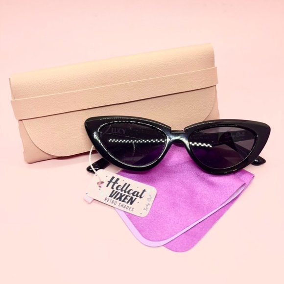 Pinup 50s Lucy Black Pin Up Girl Cateye Retro VIntage Style Sunglasses - Picture 2 of 5